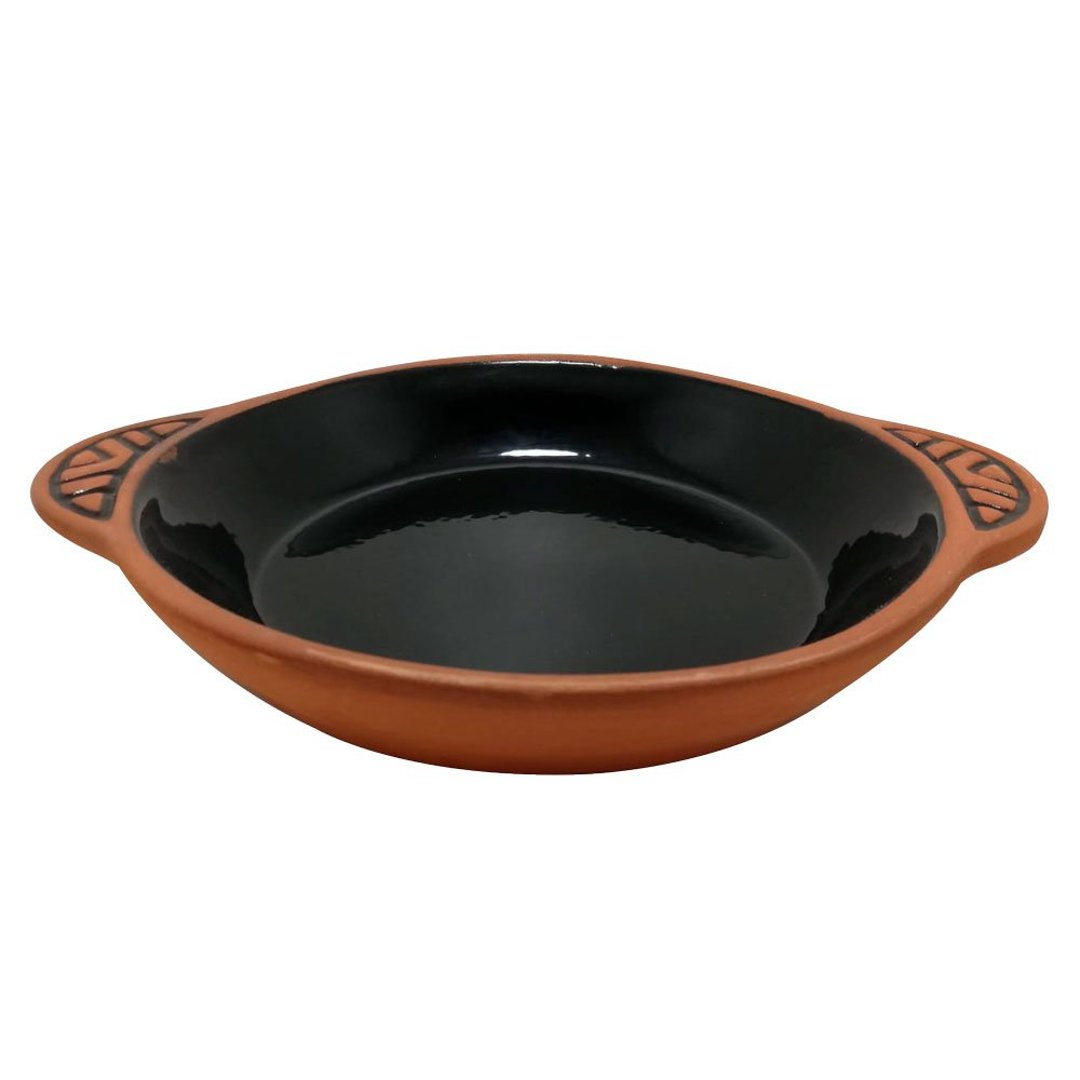 Imagem ilustrativa para Travessa redonda em cerâmica com alça 700ml D20xA3cm preto