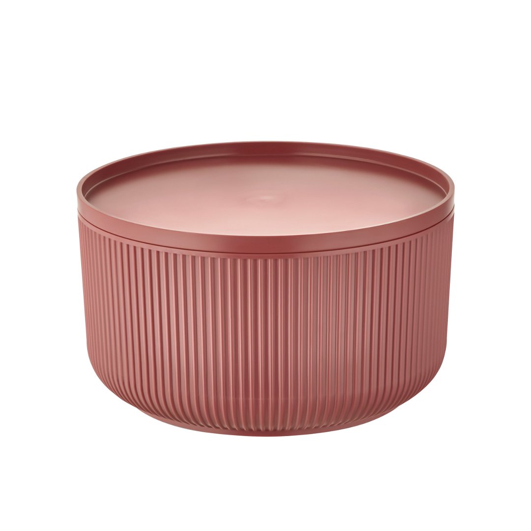 Imagem ilustrativa para Travessa redonda em plástico com tampa 1,5L D16,5xA9,5cm marrom