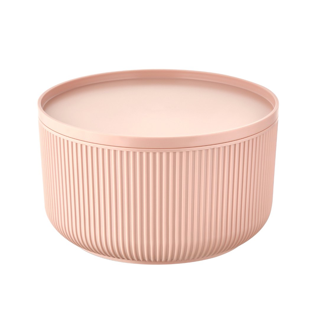 Imagem ilustrativa para Travessa redonda em plástico com tampa 1,5L D16,5xA9,5cm rosa