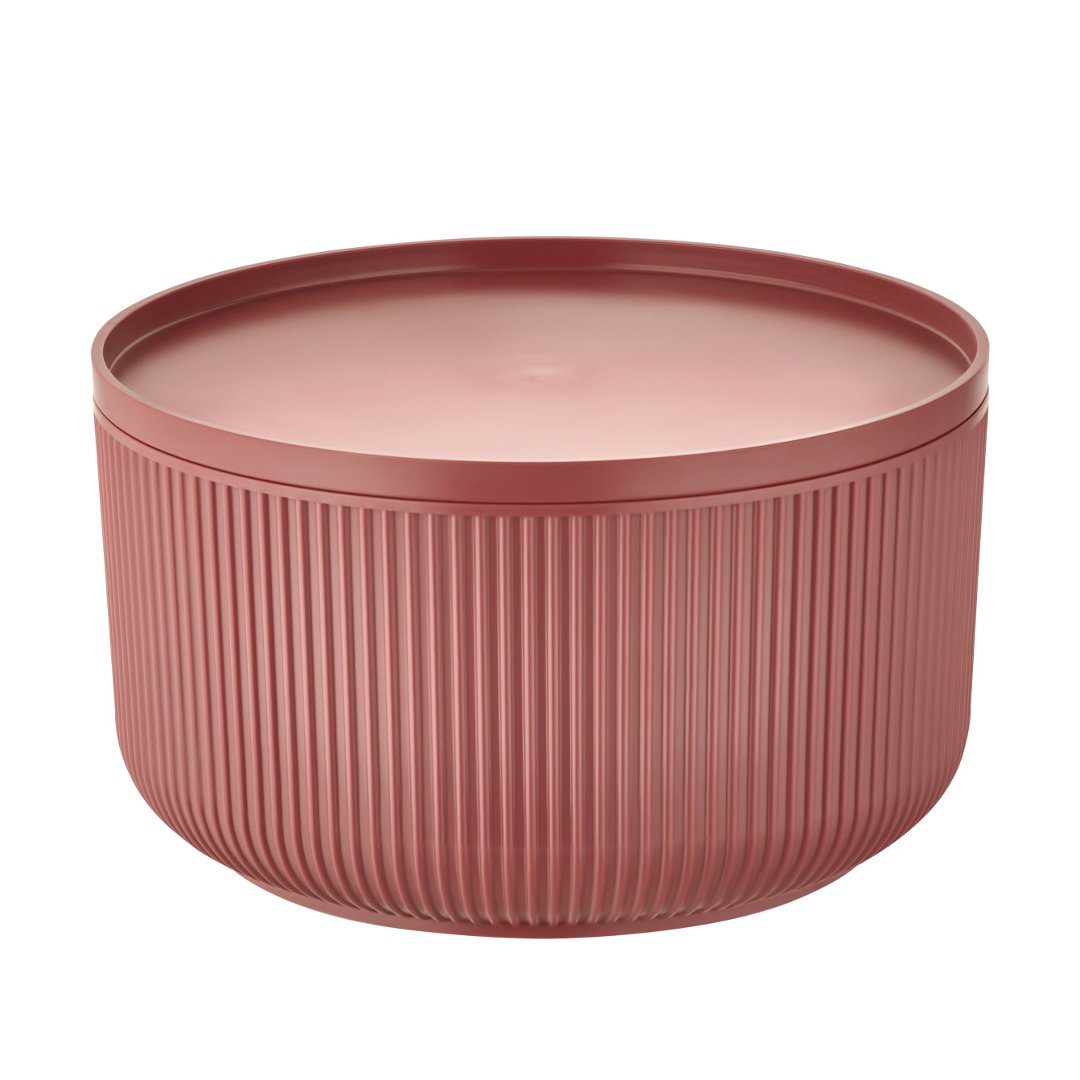 Imagem ilustrativa para Travessa redonda em plástico com tampa 2,5L D20xA12cm marrom