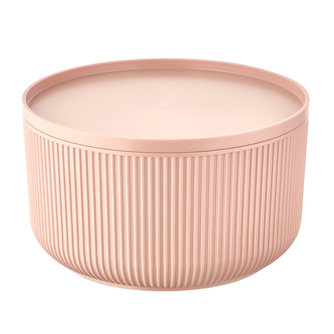 Imagem ilustrativa para Travessa redonda em plástico com tampa 4L D23,5xA13,5cm rosa