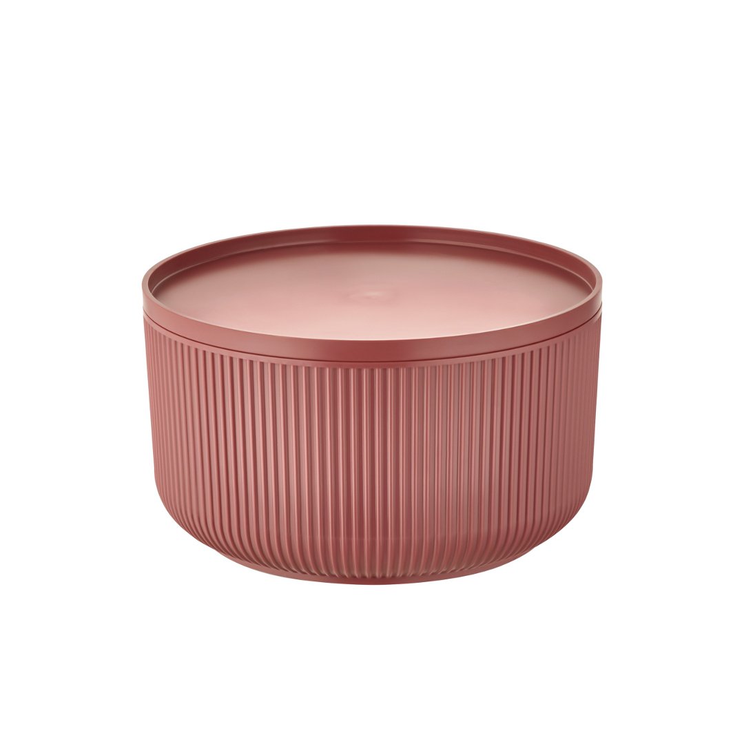 Fotografia para o produto Travessa redonda em plástico com tampa 750ml Ø13xA8cm cor marrom