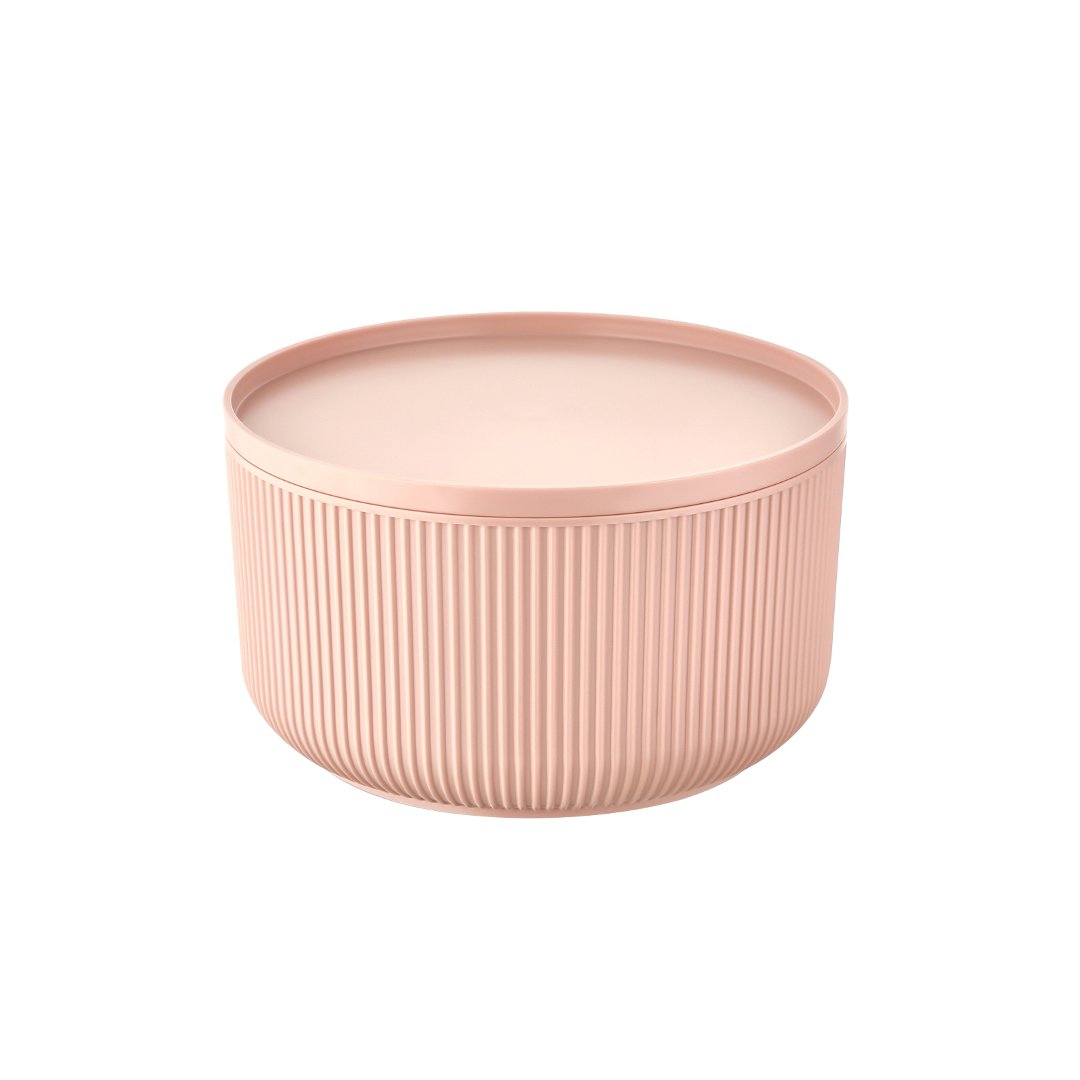 Fotografia para o produto Travessa redonda em plástico com tampa 750ml Ø13xA8cm cor rosa