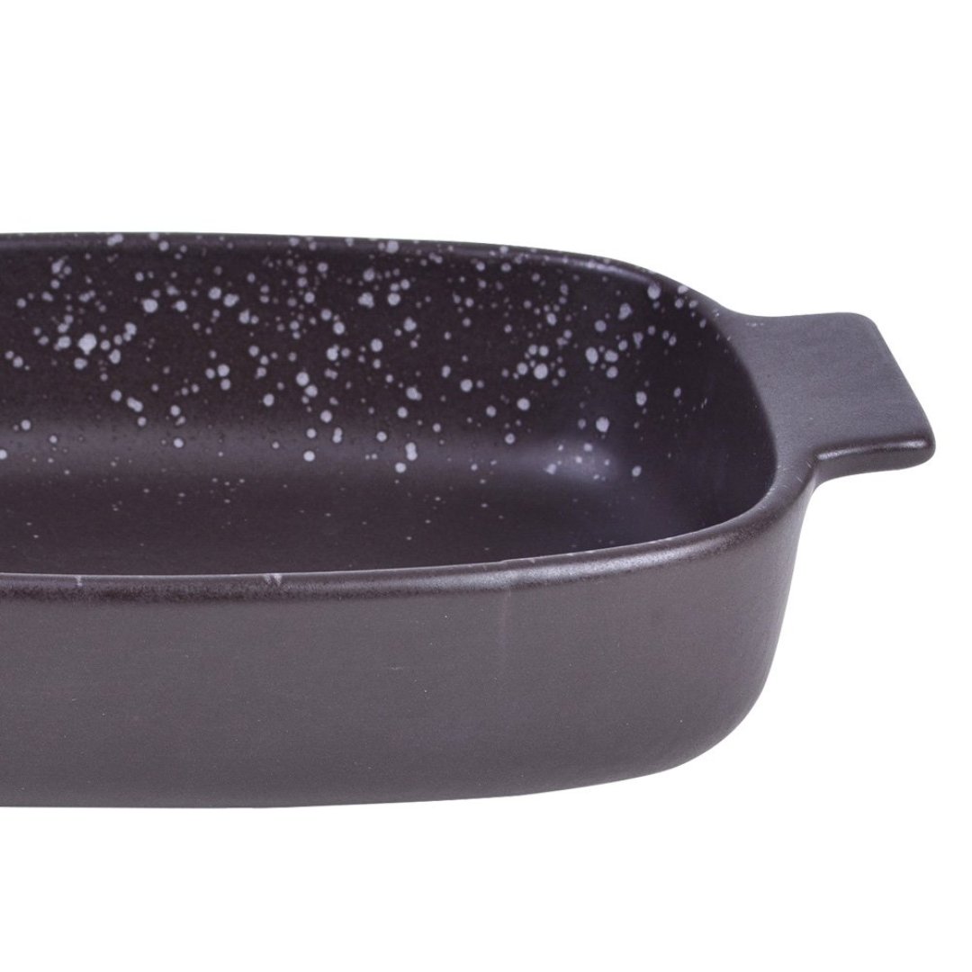 Fotografia para o produto Travessa retangular DArgile em ceramica com alca L24xP14,5xA5cm cor branca e marrom