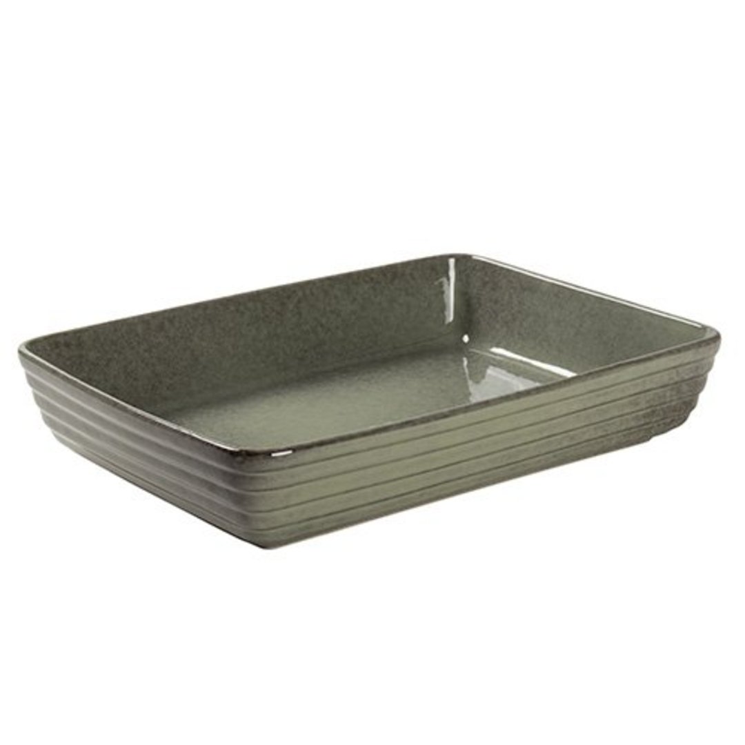 Imagem ilustrativa para Travessa retangular em cerâmica 4,2L P26,5xL36,5xA6,8cm verde escuro