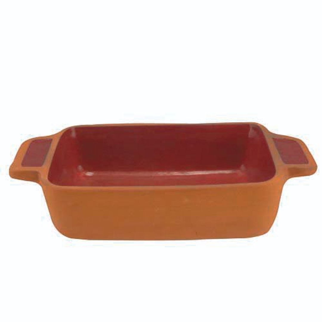 Imagem ilustrativa para Travessa retangular em cerâmica com alça 450ml P11xL22xA4,5cm bordô