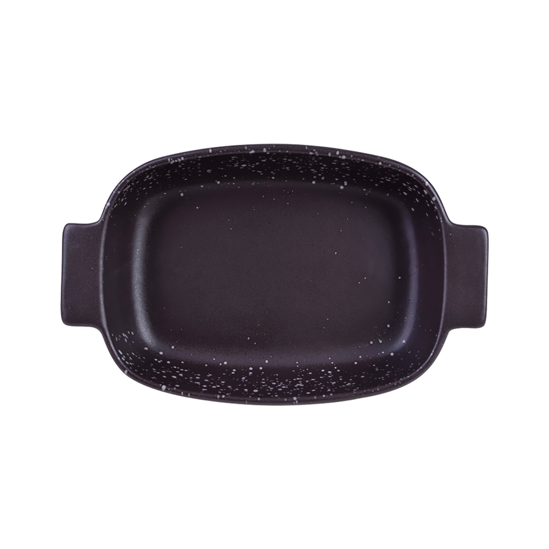 Fotografia para o produto Travessa retangular DArgile em ceramica com alca L24xP14,5xA5cm cor branca e marrom