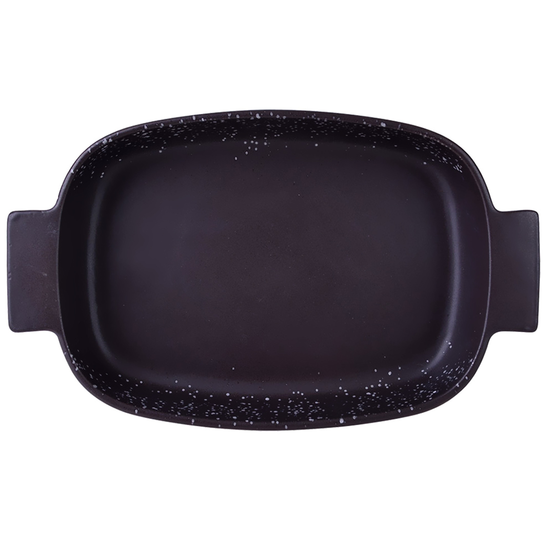 Fotografia para o produto Travessa retangular em cerâmica com alça L37xP21,5xA6cm cor branca e marrom