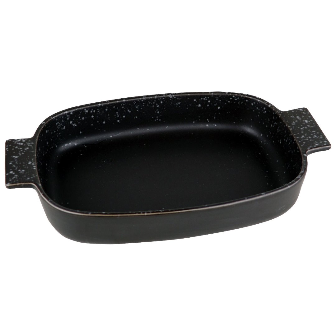 Fotografia para o produto Travessa retangular em cerâmica com alça L37xP21,5xA6cm cor marrom Fotografia para o produto Travessa retangular em cerâmica com alça L37xP21,5xA6cm cor marrom