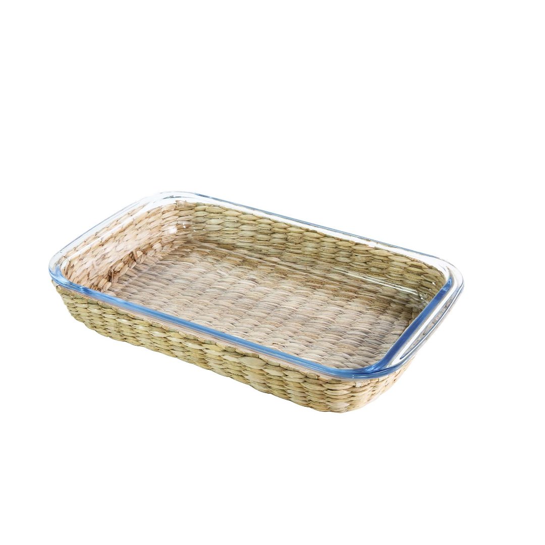 Imagem ilustrativa para Travessa retangular em vidro borossilicato e revestimento em rattan P17,6xL29,5xA5,1cm
