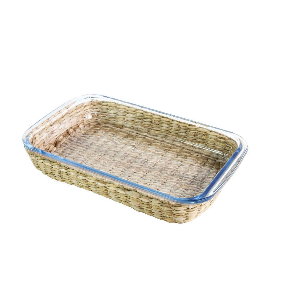 Imagem ilustrativa para Travessa retangular em vidro borossilicato e revestimento em rattan P20,6xL34,5xA5,2cm