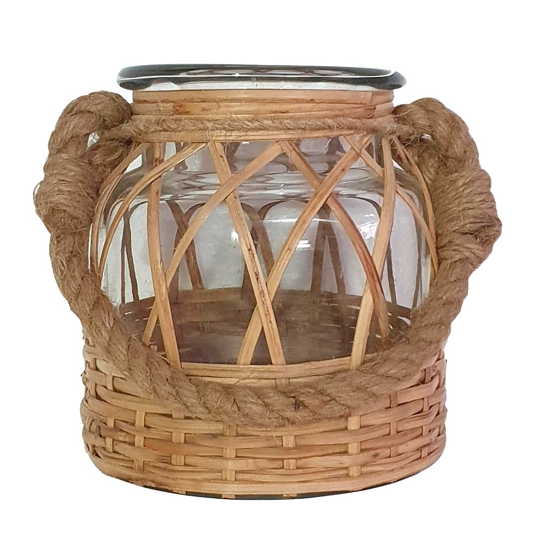 Imagem ilustrativa para Vaso em vidro revestido em fibra sintética D16xA16cm