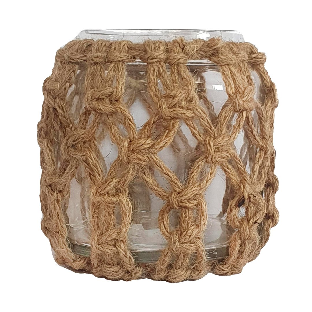 Imagem ilustrativa para Vaso em vidro revestido em fibra sintética D21,5xA23cm