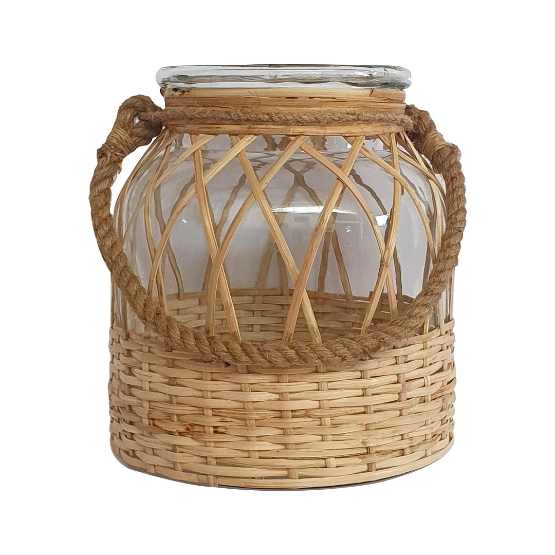 Imagem ilustrativa para Vaso em vidro revestido em fibra sintética D21,5xA23cm