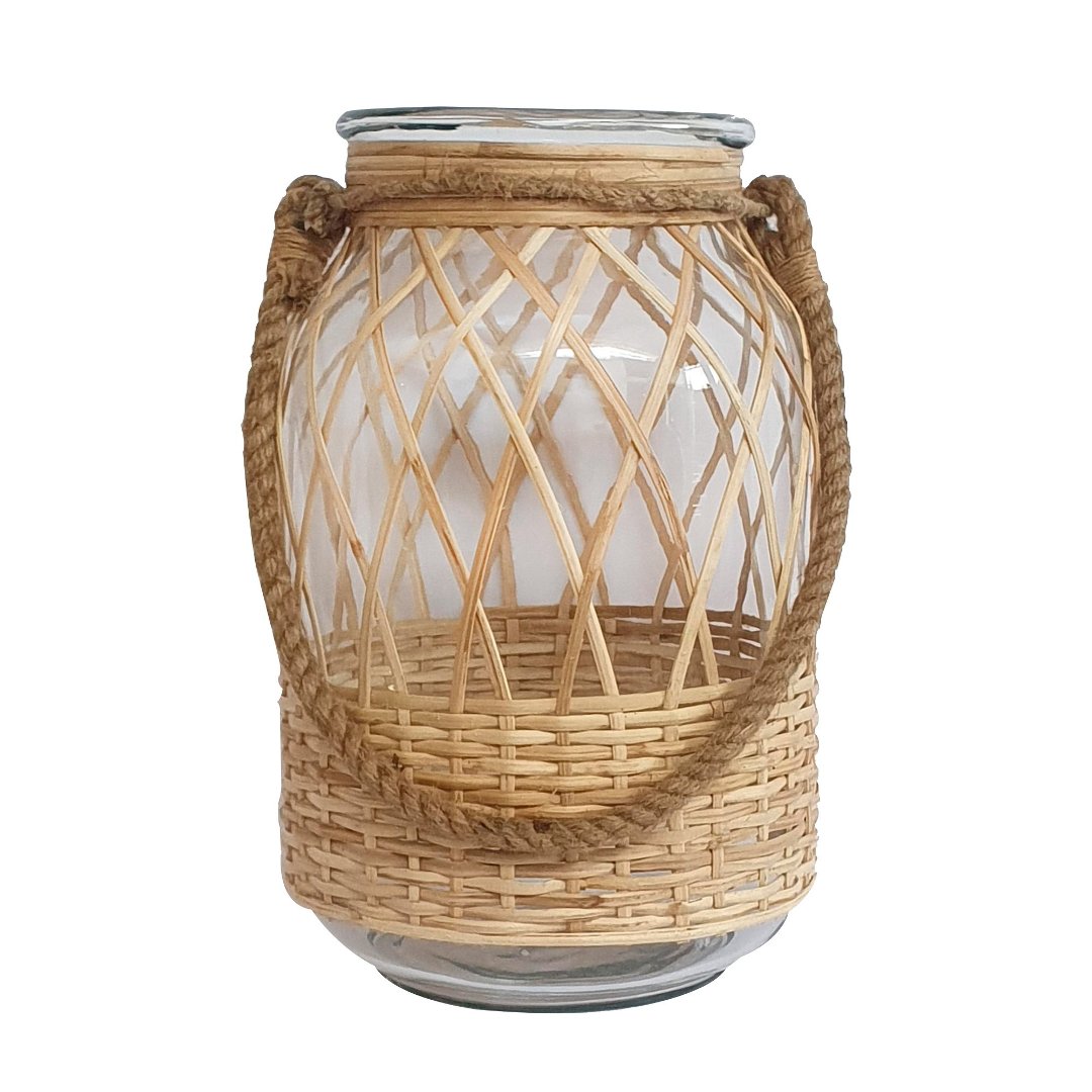 Imagem ilustrativa para Vaso em vidro revestido em fibra sintética D21,5xA30cm