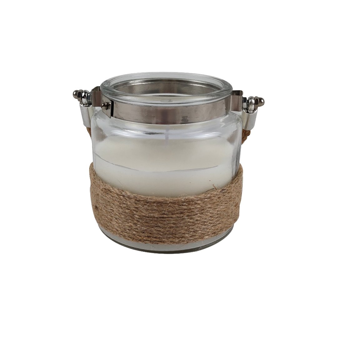 Imagem ilustrativa para Vela perfumada em parafina com base em juta e vidro 10xA10cm