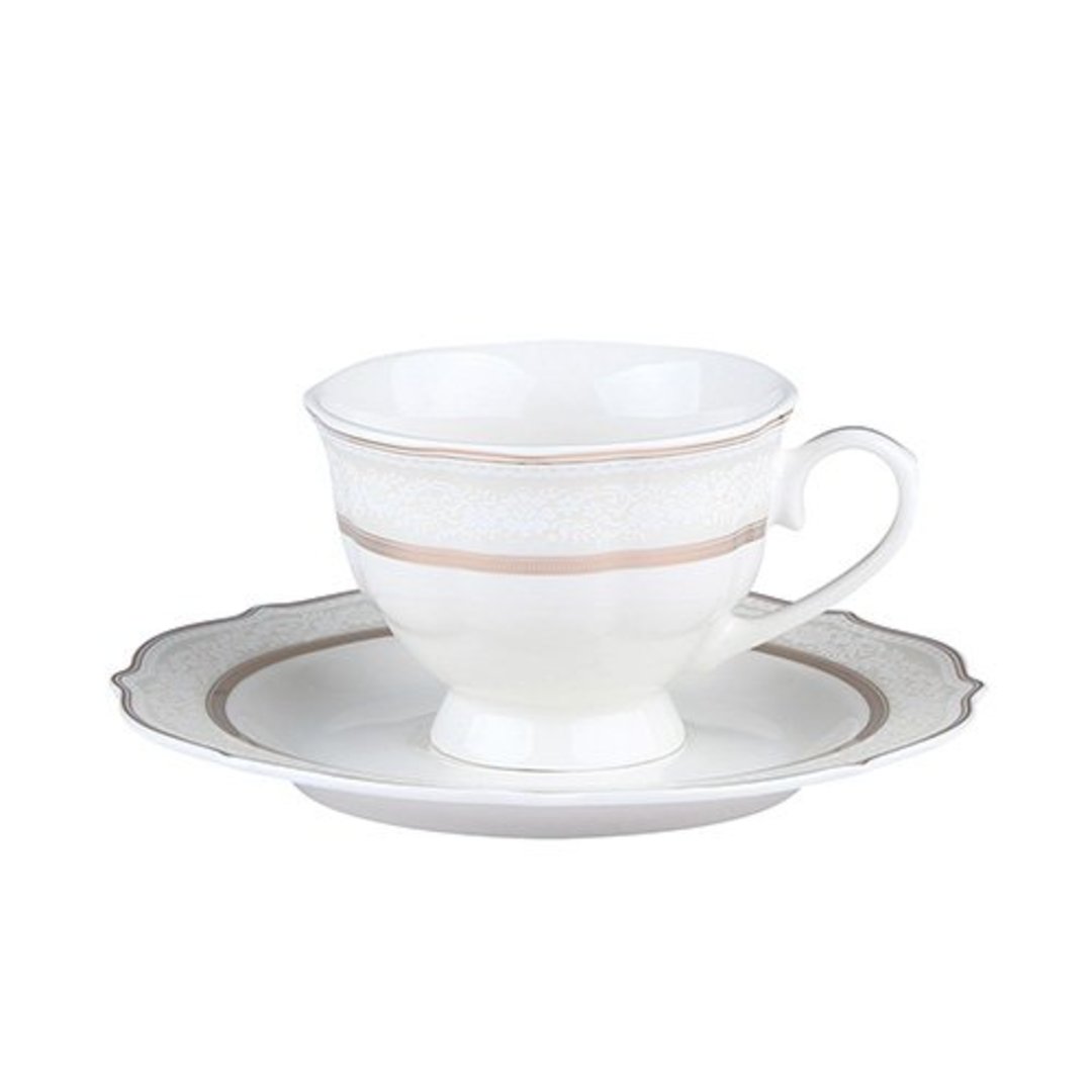 Fotografia para o produto Xícara e pires para café em new bone china com filado dourado 90ml Fotografia para o produto Xícara e pires para café em new bone china com filado dourado 90ml