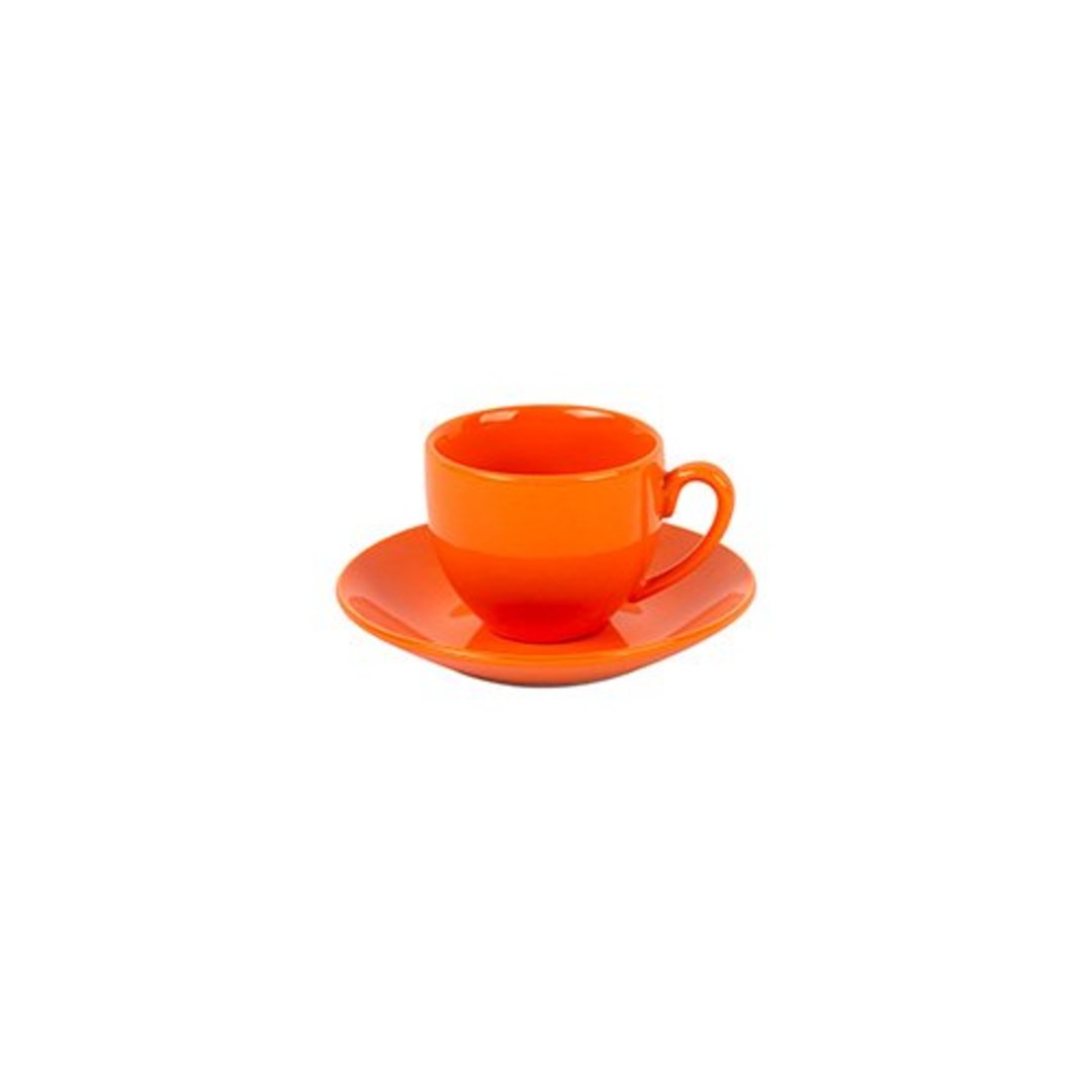 Fotografia para o produto Xicara e pires para café em porcelana 90ml laranja solar