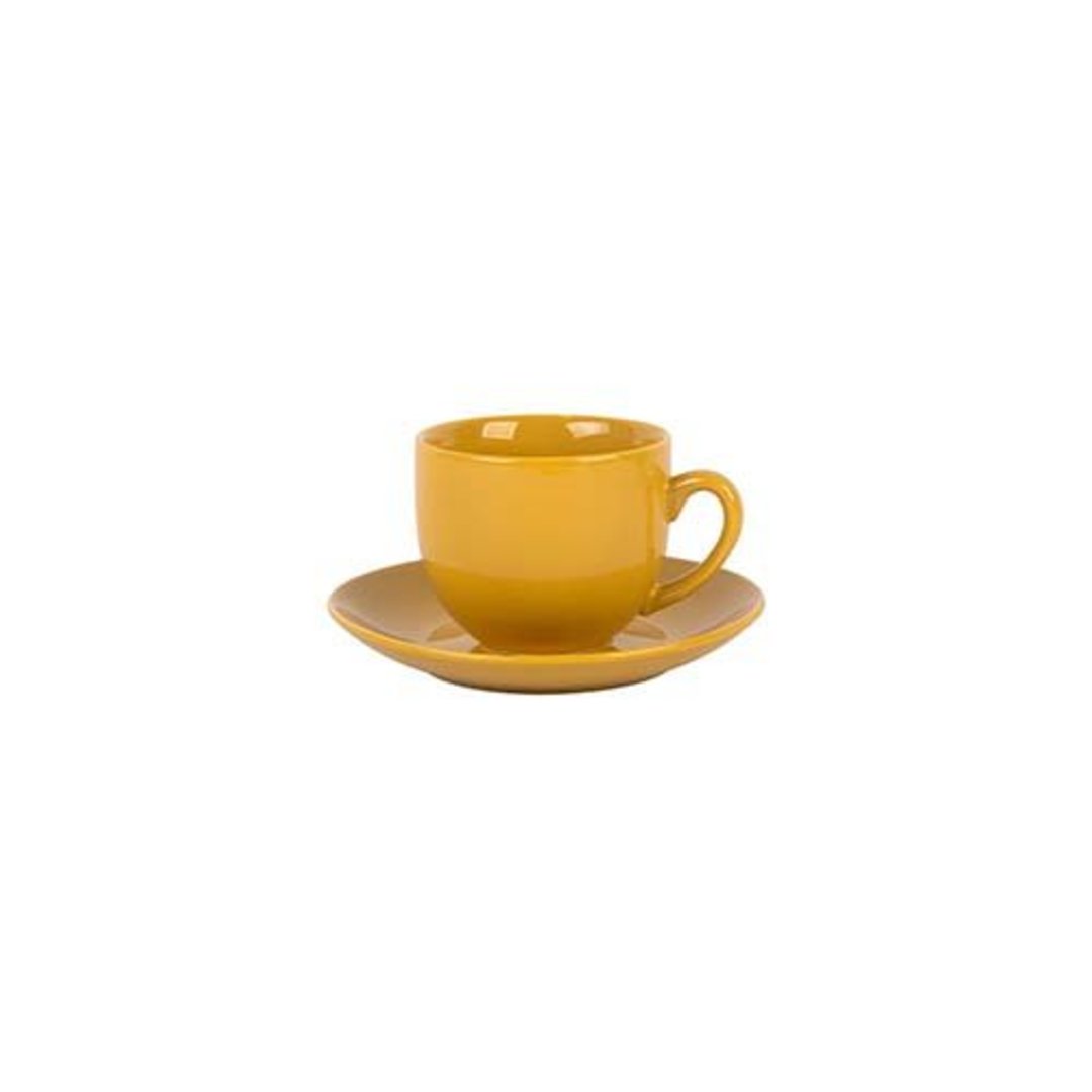Fotografia para o produto Xicara e pires para chá em porcelana 220ml amarelo açafrão