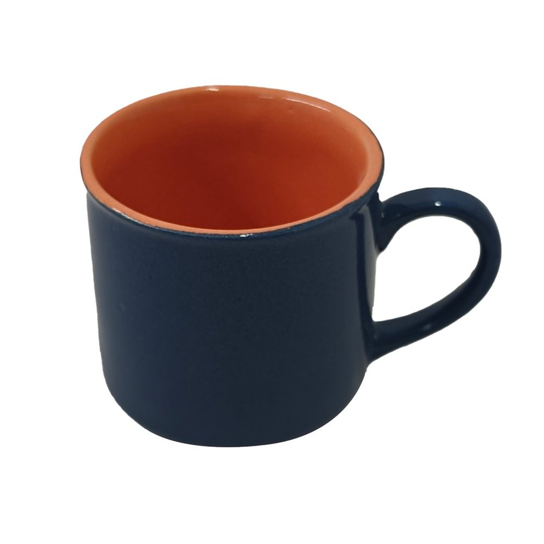 Imagem ilustrativa para Xicara para café em cerâmica 90ml Azul retrô/Laranja