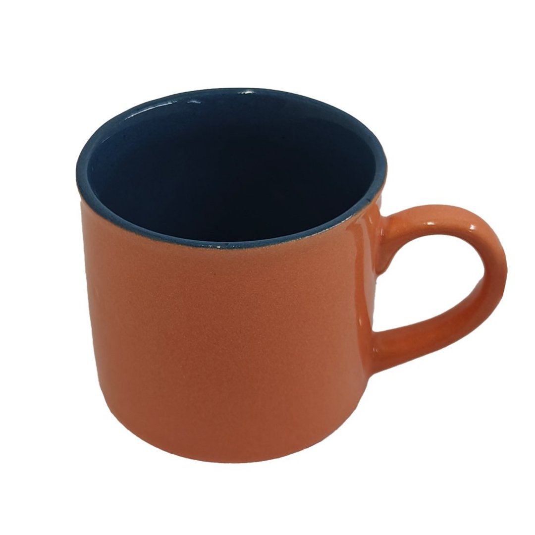 Imagem ilustrativa para Xicara para café em cerâmica 90ml Laranja/Azul retrô